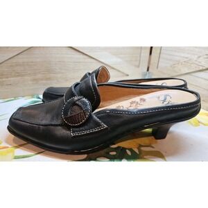Sofft Sz 8 Square Toe Mules Closed Toe Kitten Heel Cushioned Comfort Office #483